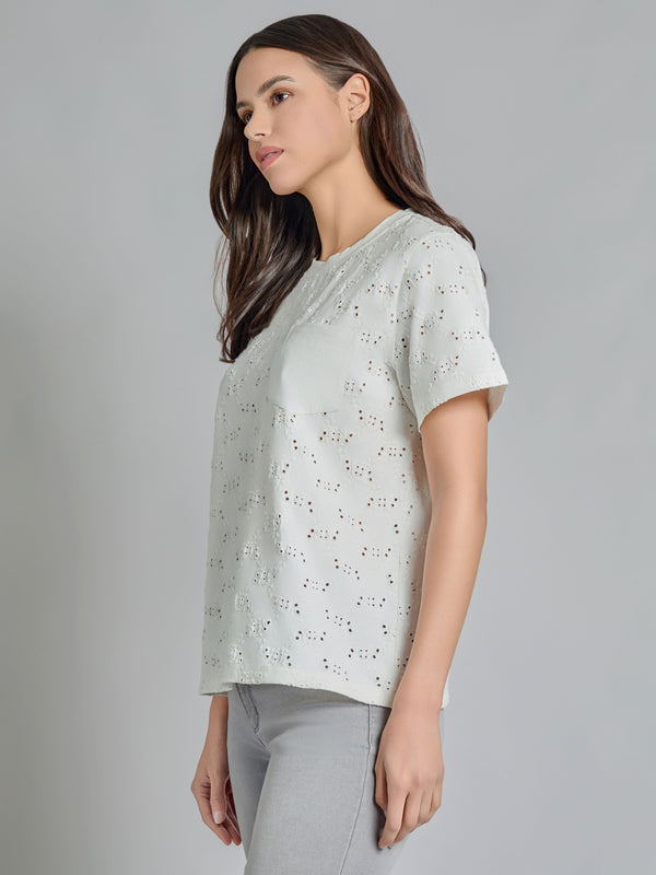 Jones New York Eyelet Pocket Tee