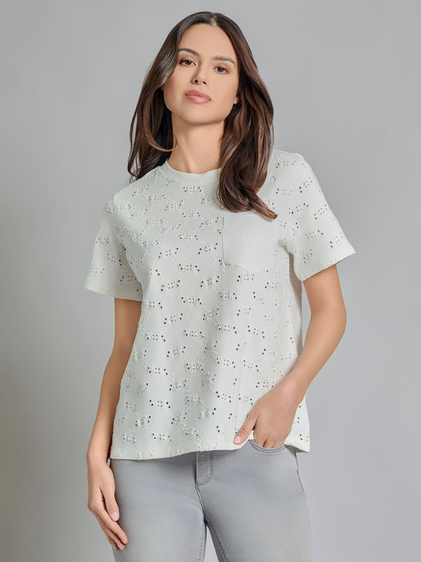 jones new york Eyelet Pocket Tee