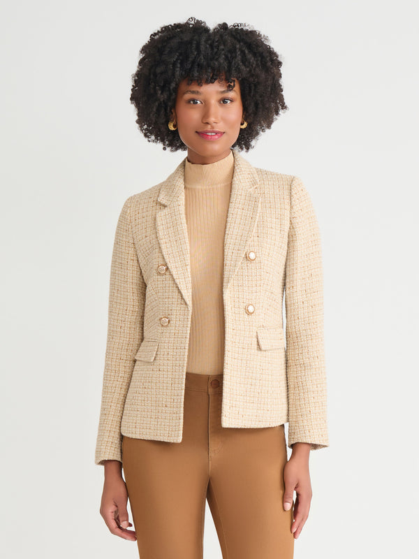 jones new york Faux Double Breasted Blazer Tweed