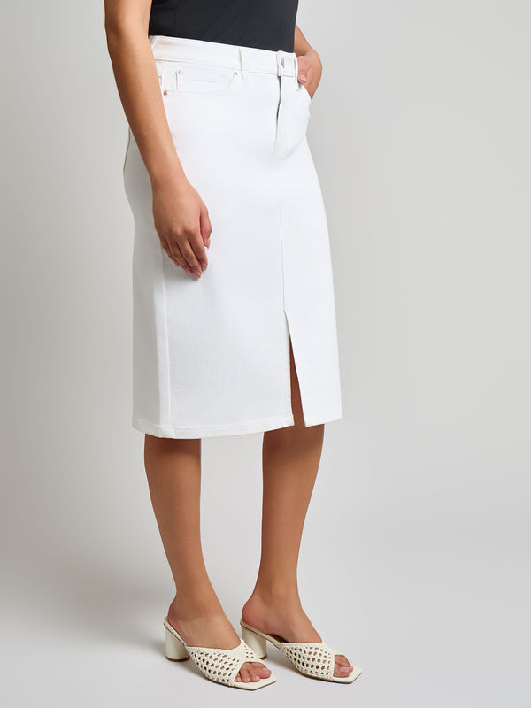 Jones New York Midi Front Slit Skirt Soft White