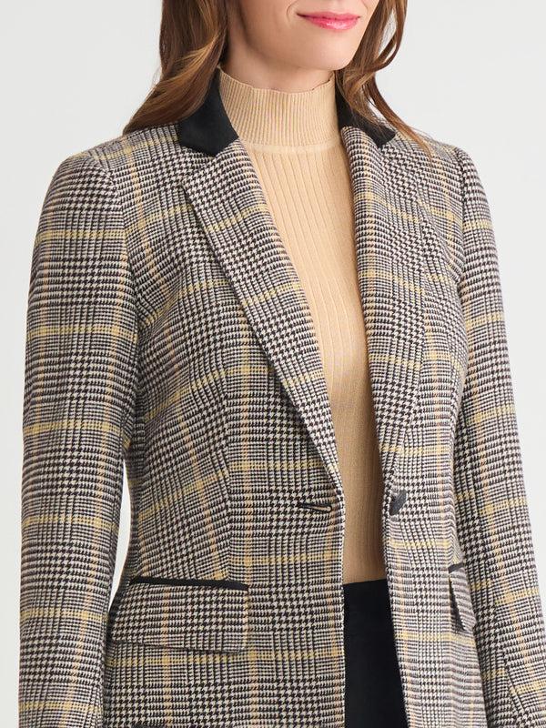 Jones New York One Button Elbow Patch Blazer