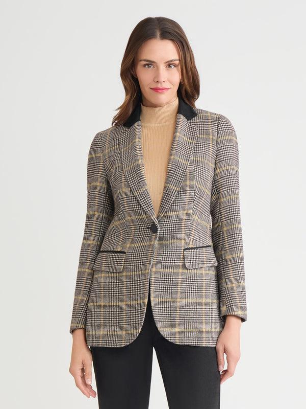 jones new york One Button Elbow Patch Blazer