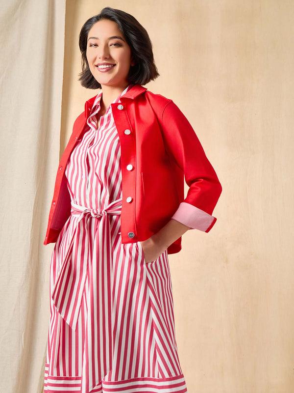 Jones New York Patch Pocket Denim Jacket Rouge