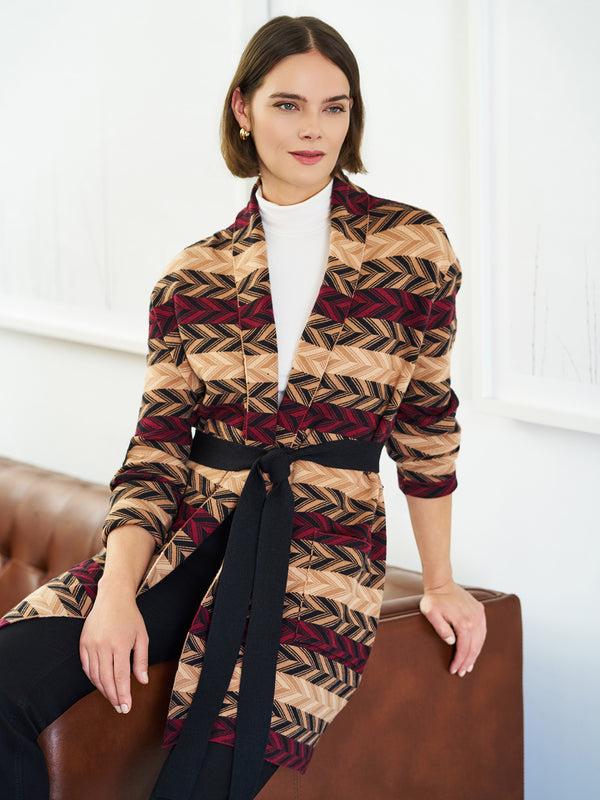Jones New York Petite Chevron Belted Cardigan