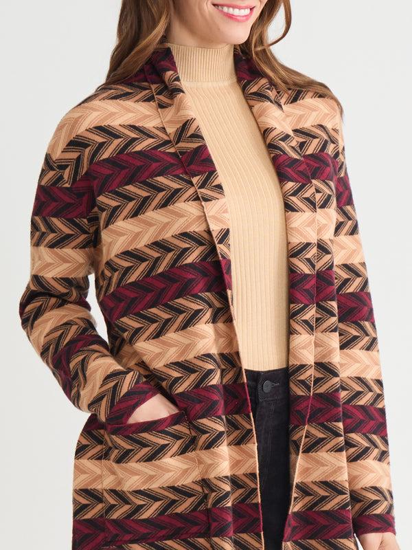 Jones New York Petite Chevron Belted Cardigan