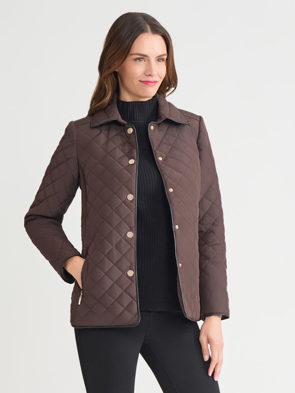 Jones New York Petite Five-Button Quilted Jacket