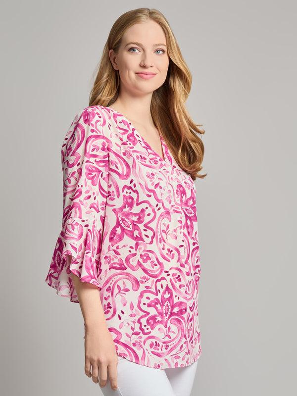 Jones New York Petite Flutter Sleeve Blouse