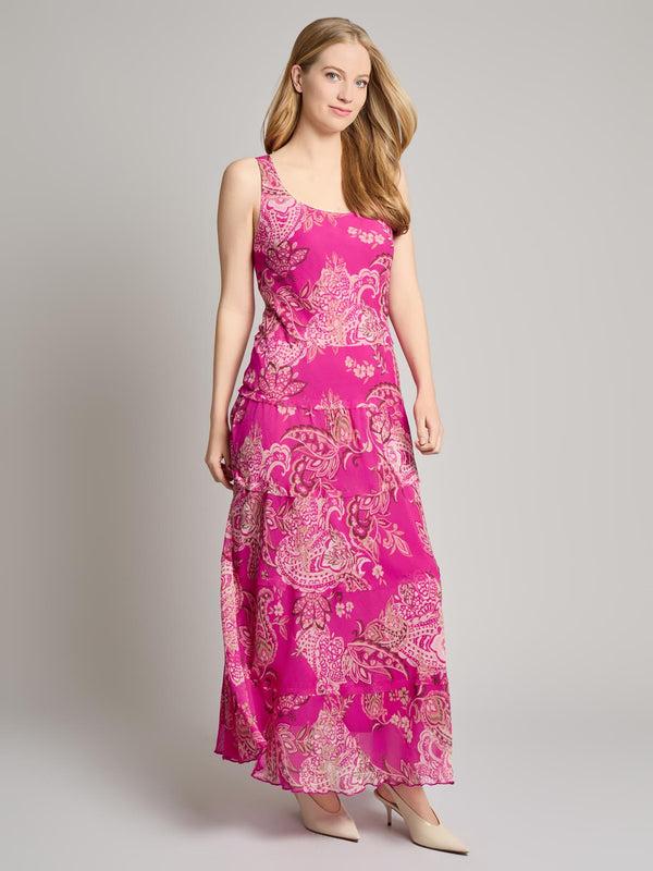 Jones New York Petite Scoop Neck Tiered Maxi Dress