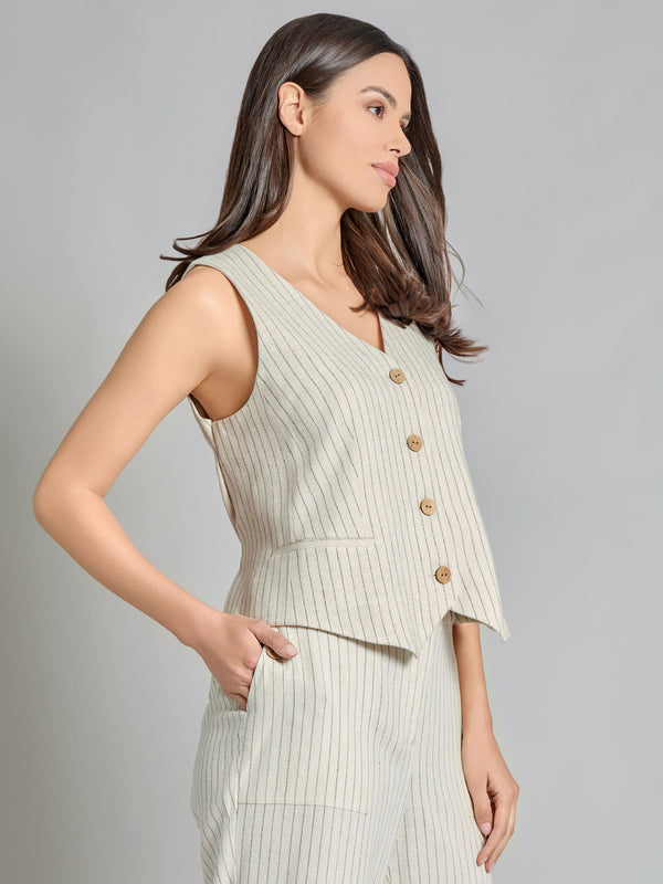 Jones New York Pinstripe Vest Viscose Blend