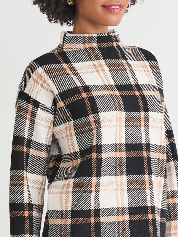Jones New York Plaid Funnel Neck Sweater