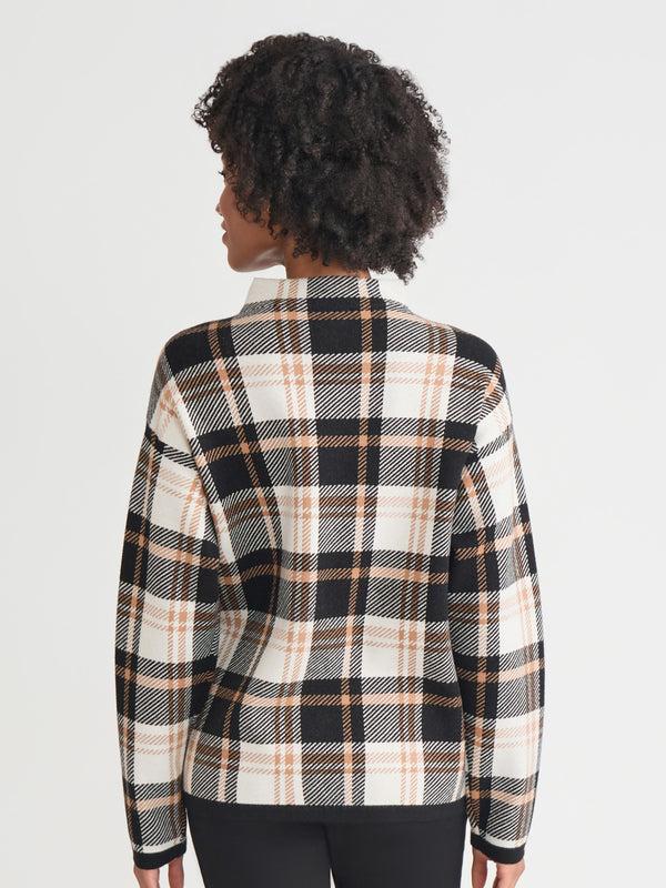 Jones New York Plaid Funnel Neck Sweater