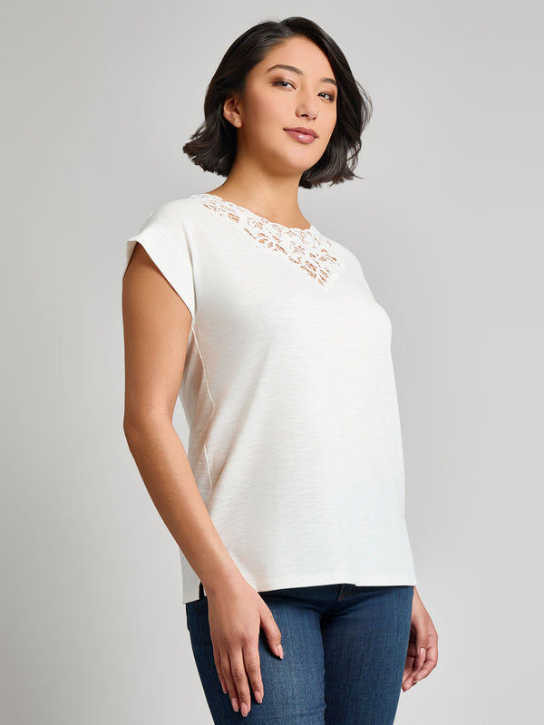 Jones New York Plus Dolman Top With Inset Lace