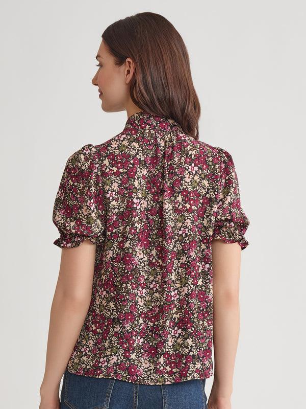 Jones New York Plus Puff Sleeve Tie Neck Shirt