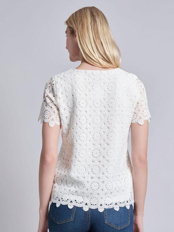 Jones New York Plus Short Sleeve Lace Top