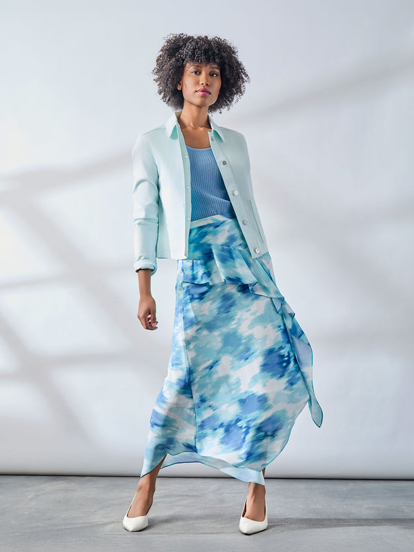 Jones New York Pull-On Ruffle Trim Midi Skirt