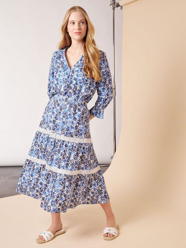 Jones New York Pull-On Tiered Lace Trim Maxi Skirt