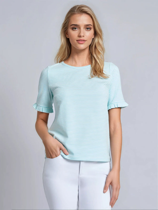 jones new york Ruffle Sleeve Stripe Top