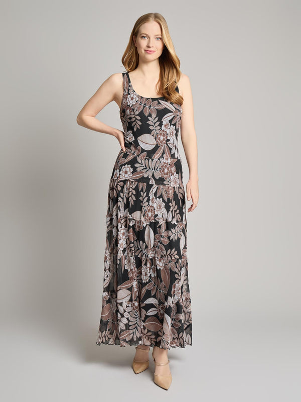 jones new york Scoop Neck Tiered Maxi Dress