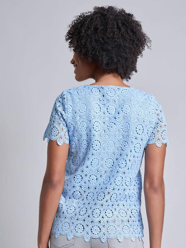 Jones New York Short Sleeve Lace Top