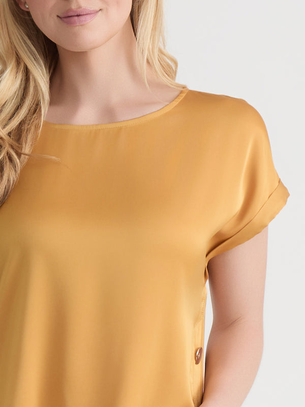 Jones New York Side Button Blouse Hammered Satin