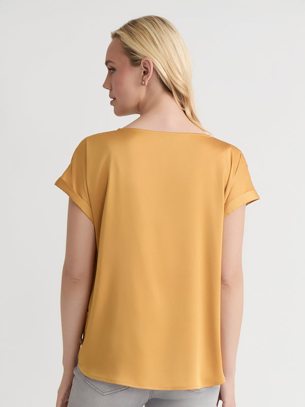 Jones New York Side Button Blouse Hammered Satin