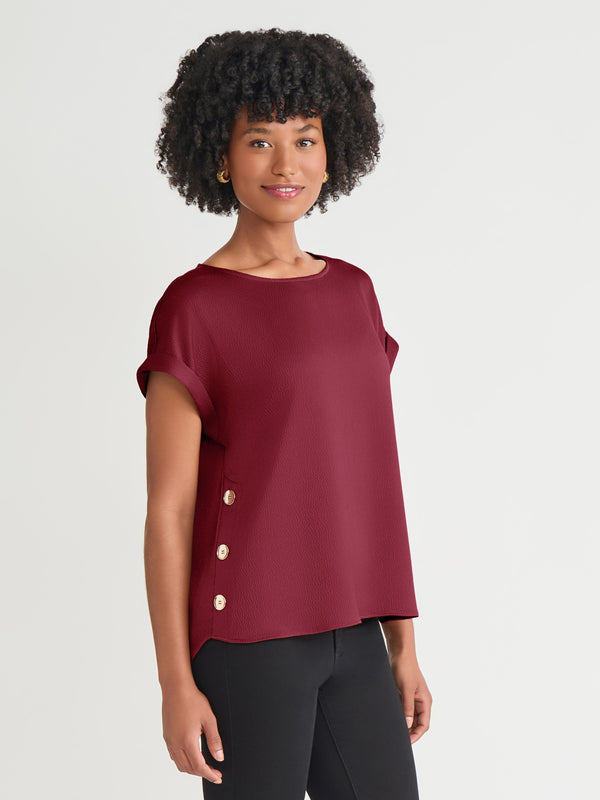 Jones New York Side Button Blouse Jasper Crepe