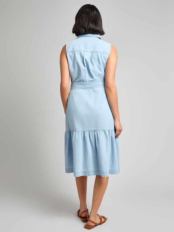 Jones New York Sleeveless Belted Dress Chambray