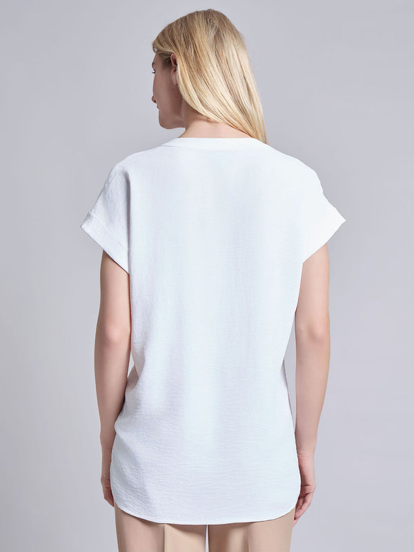 Jones New York Split Neck Cap Sleeve Blouse