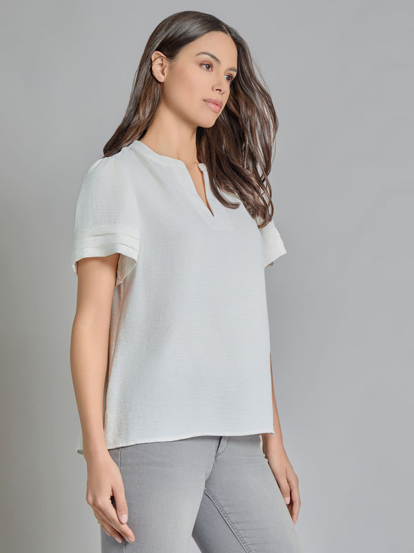 Jones New York Split Neck Puff Sleeve Blouse