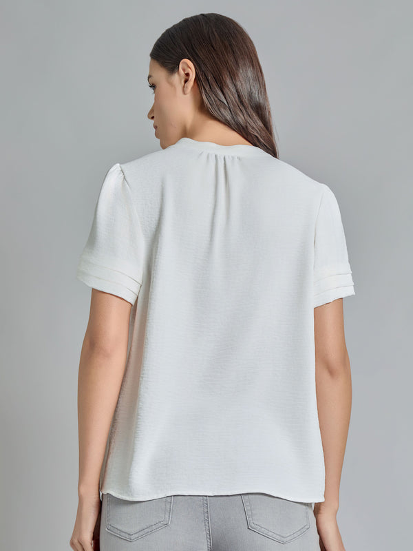 Jones New York Split Neck Puff Sleeve Blouse