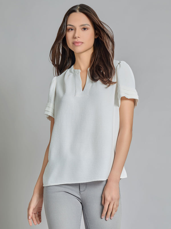 jones new york Split Neck Puff Sleeve Blouse