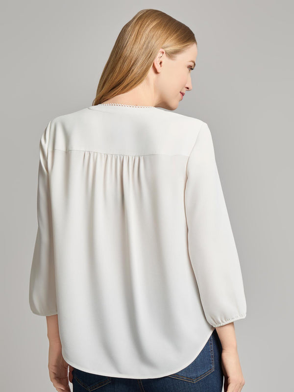 Jones New York V-Neck Shoulder Trim Blouse