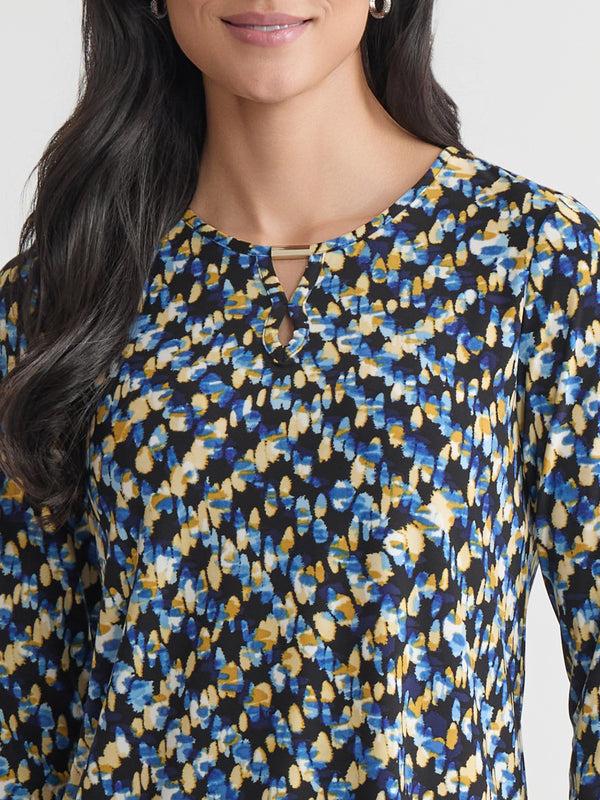 Jones New York Keyhole Noodle Top Printed Everyday Knit