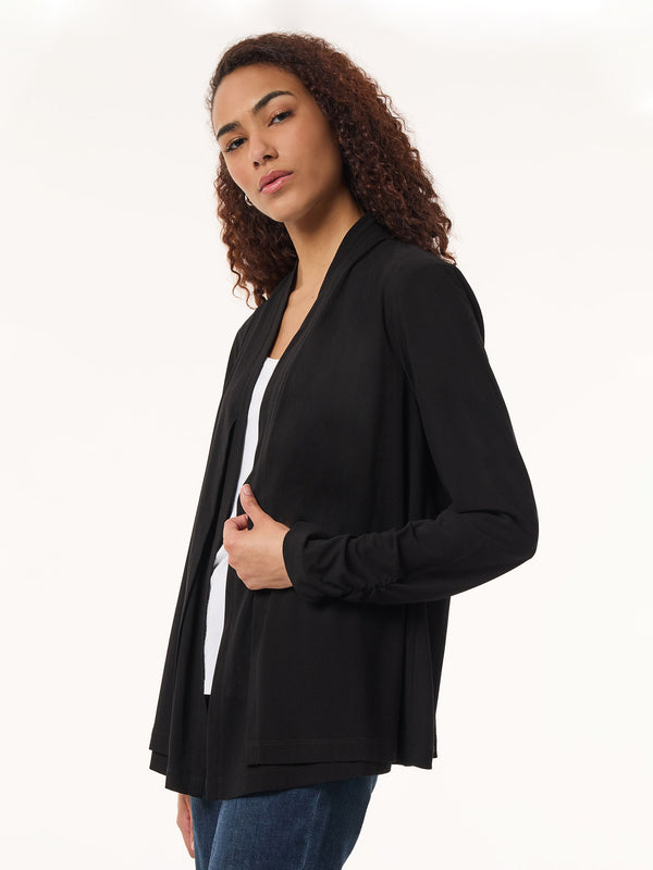 Jones New York Long Sleeve Double Layer Cardigan Moss Crepe