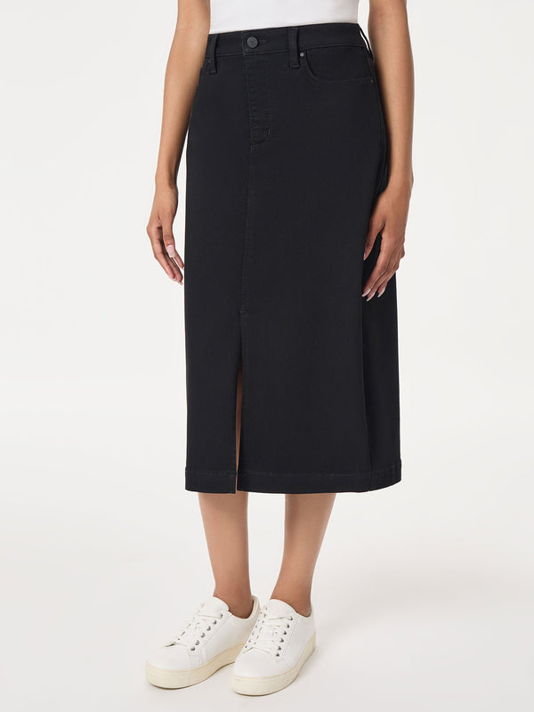 Jones New York Midi Denim Front Slit Skirt Onyx Wash