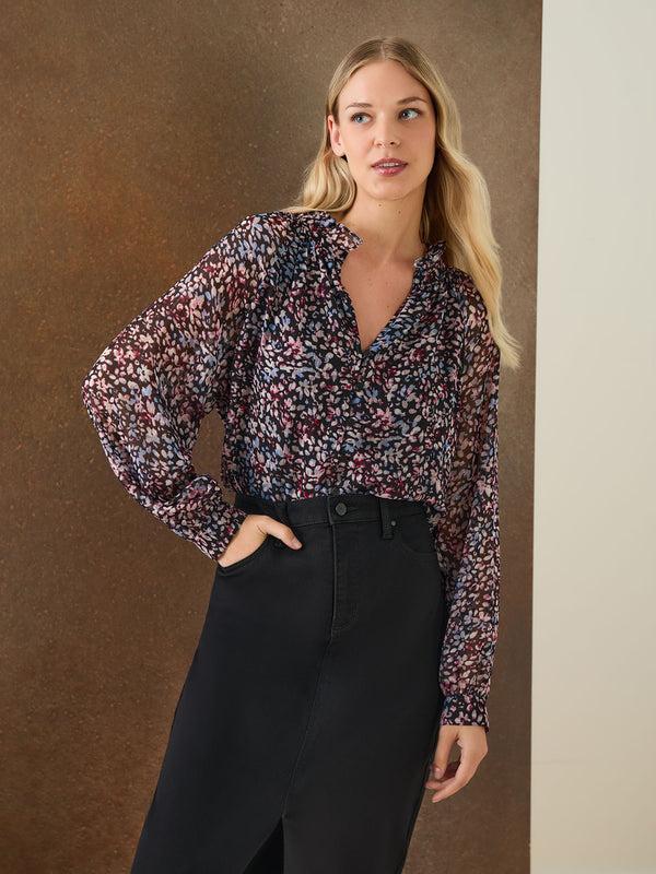 Jones New York Midi Denim Front Slit Skirt Onyx Wash