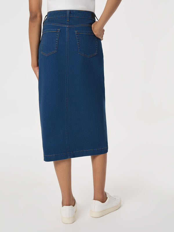 Jones New York Midi Denim Front Slit Skirt Phoenix Wash