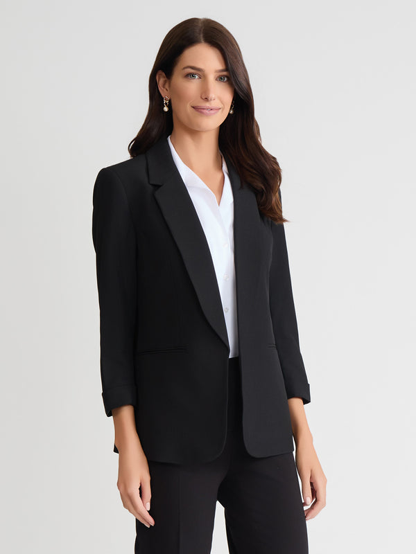 Jones New York Notch Collar Rolled Cuff Bi-Stretch Blazer