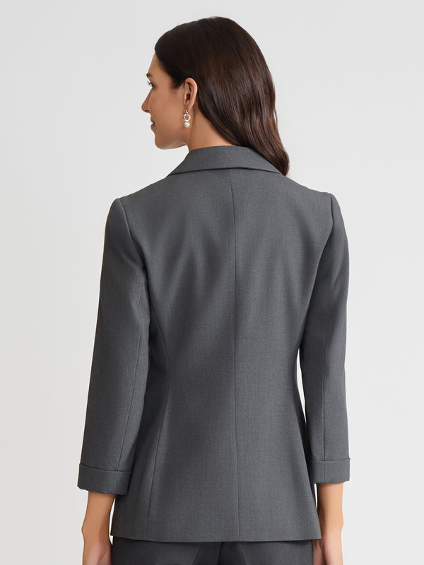 Jones New York Notch Collar Rolled Cuff Bi-Stretch Blazer