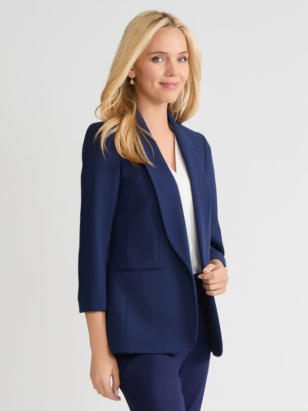 Jones New York Notch Collar Rolled Cuff Bi-Stretch Blazer