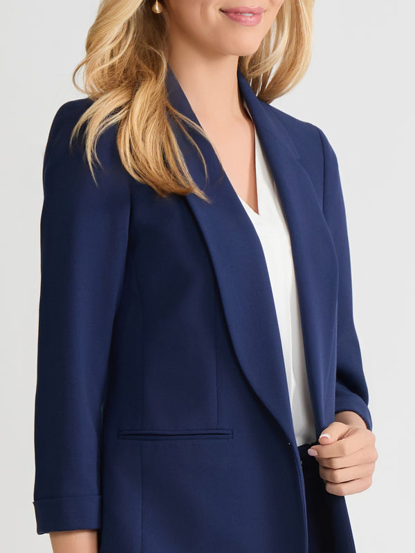 Jones New York Notch Collar Rolled Cuff Bi-Stretch Blazer