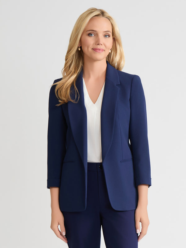 jones new york Notch Collar Rolled Cuff Bi-Stretch Blazer