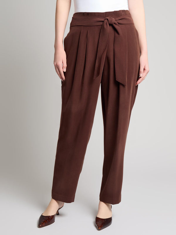 jones new york Petite Belted Paperbag Waist Straight Leg Pant