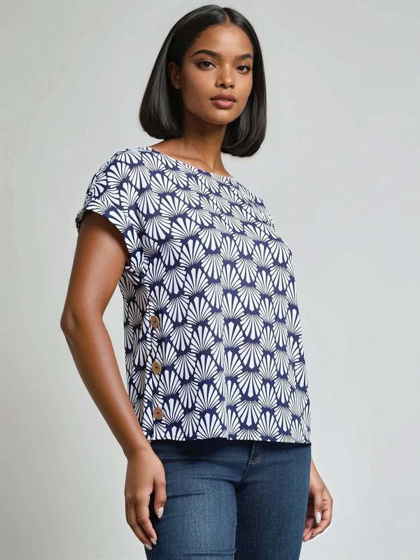 Jones New York Petite Button Detail Blouse Crepe De Chine