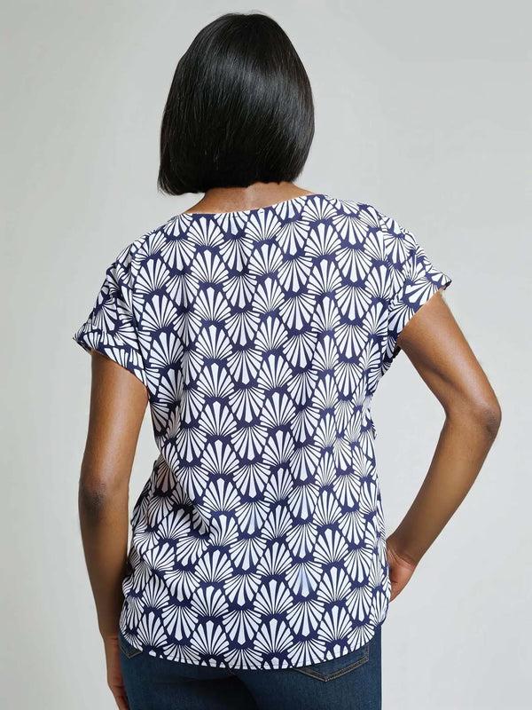 Jones New York Petite Button Detail Blouse Crepe De Chine