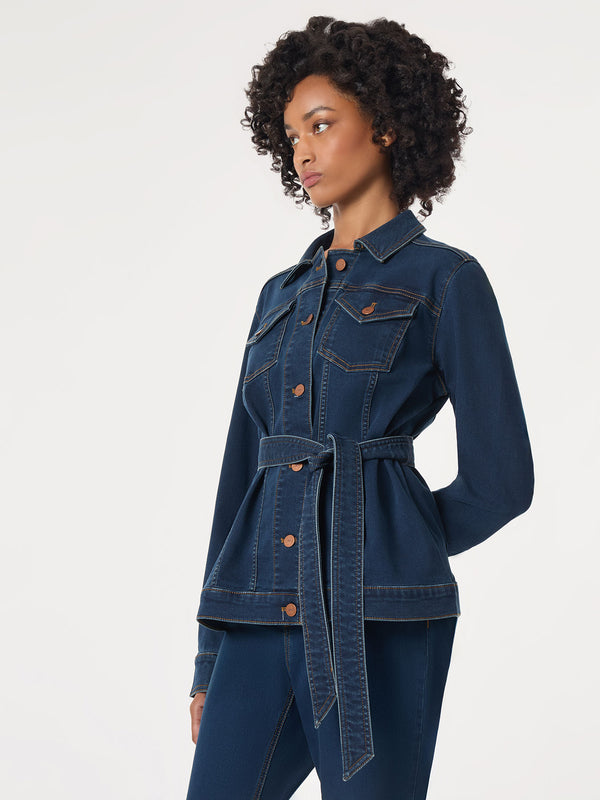 Jones New York Petite Denim Belted Button-Front Jacket