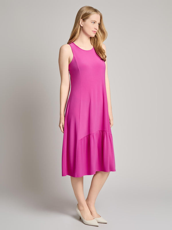 Jones New York Petite High Low Flounce Dress Knit Jersey