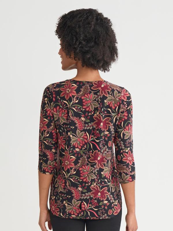 Jones New York Petite Keyhole Neck Floral Pullover Top