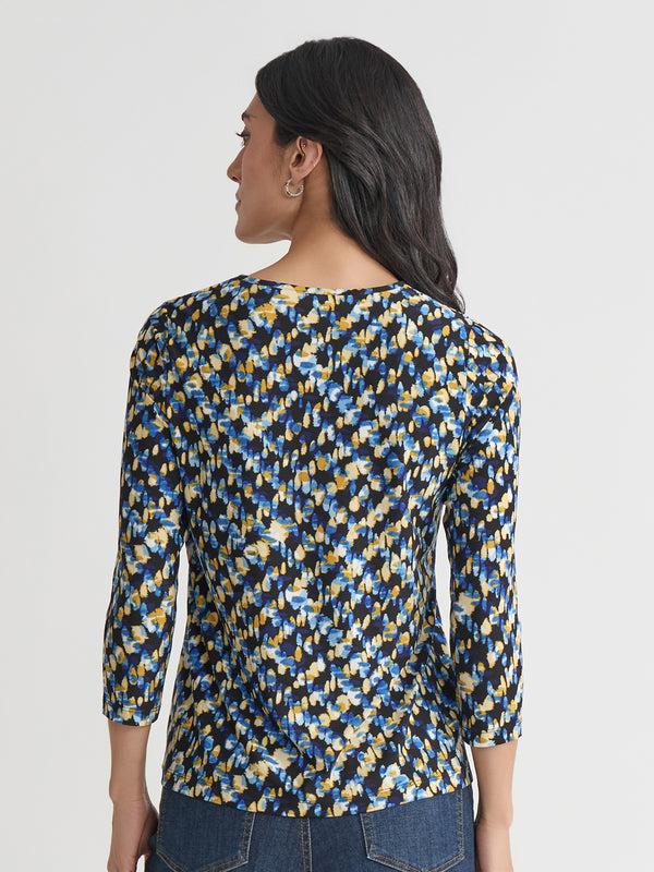 Jones New York Petite Keyhole Noodle Top Printed Everyday Knit