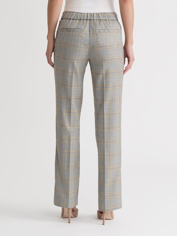 Jones New York Petite Pull On Button Tab Trouser Glen Plaid